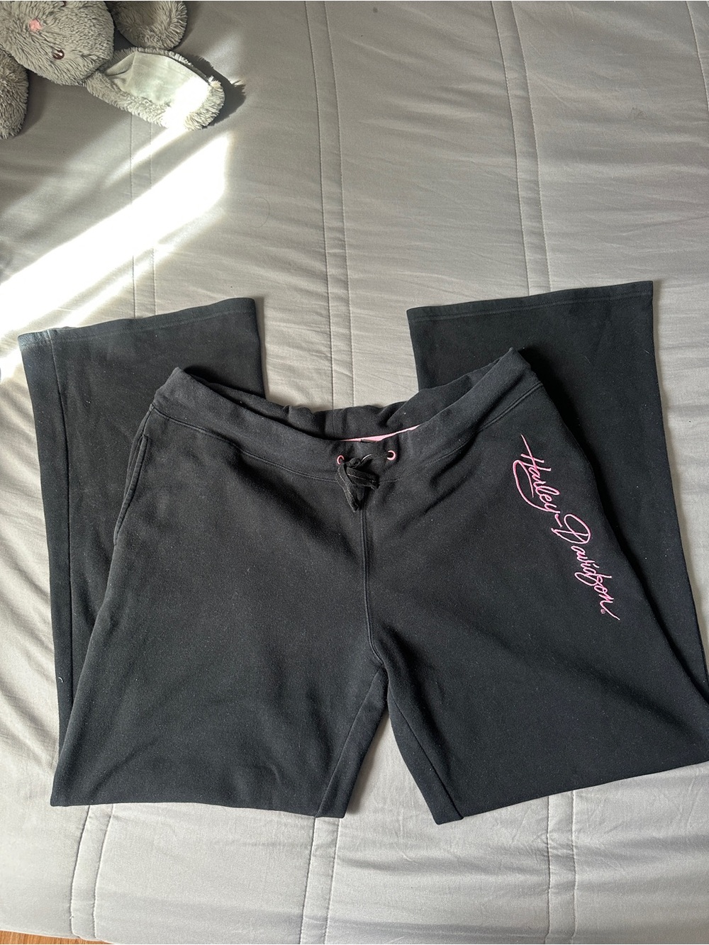 Harley-Davidson Black Girls' Sweatpants with Pink Script Logo